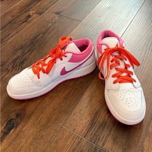 Nike Kids Sneakers with Pink and Orange Accents